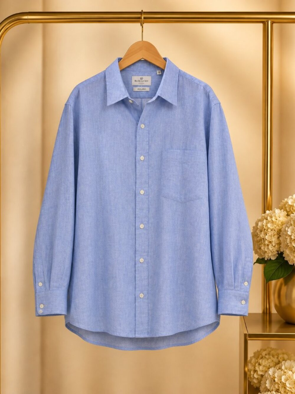 Murano Baird McNutt 100% Irish Linen Shirt Men 4XB Big Tall Blue Button Down